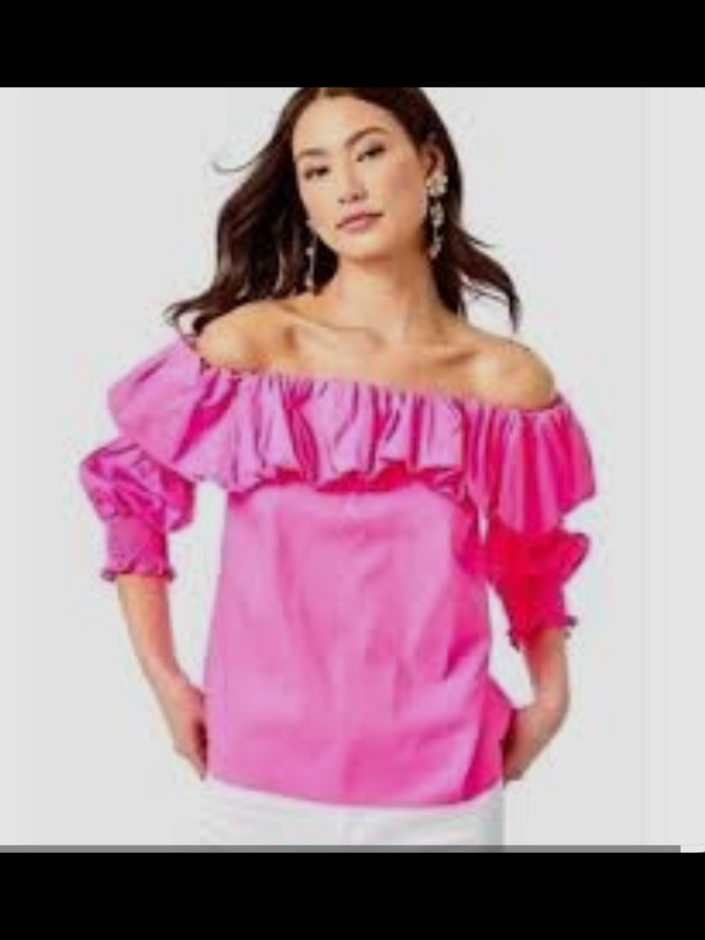 Lilly Pulitzer Beatrix Off-Shoulder Ruffle Blouse in Plumeria Pink NWT Sz XL